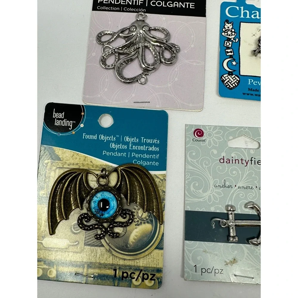 NEW Lot of 6 Metal Charms Pendants Pegasus Horse Octopus Dragon Tree Anchor D9